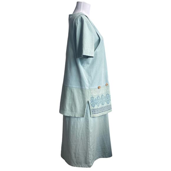 VTG 90s NINA PICCALINO Artsy Midi Dress & Vest Set SZ S Lagenlook Phoebe Friends - Picture 4 of 10